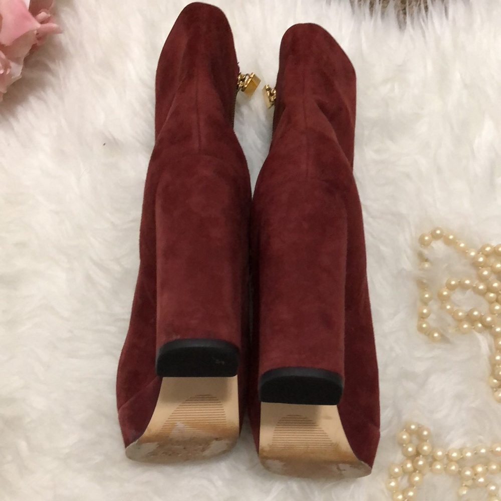 • MICHAEL KORS • Burgundy Suede Platform Ankle Boots • FRENCHIE - Picture 10 of 16